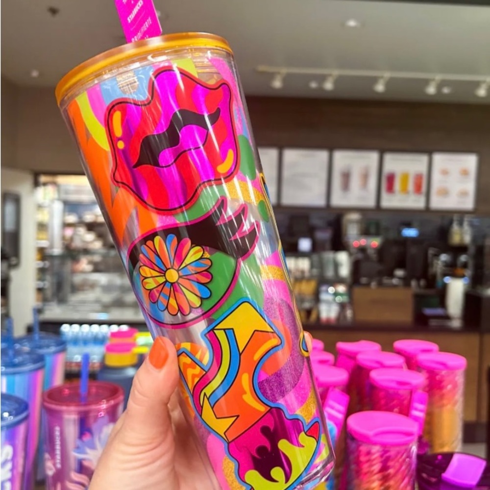 Starbucks Tim Singleton Retro Pride Cup Tumbler Iridescent 24oz Holographic 2023